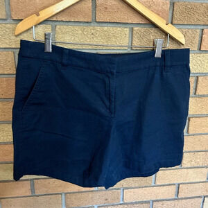 J. Crew Shorts Navy Blue Size 12 Women’s Zip Up Hook & Bar Cotton Polyester